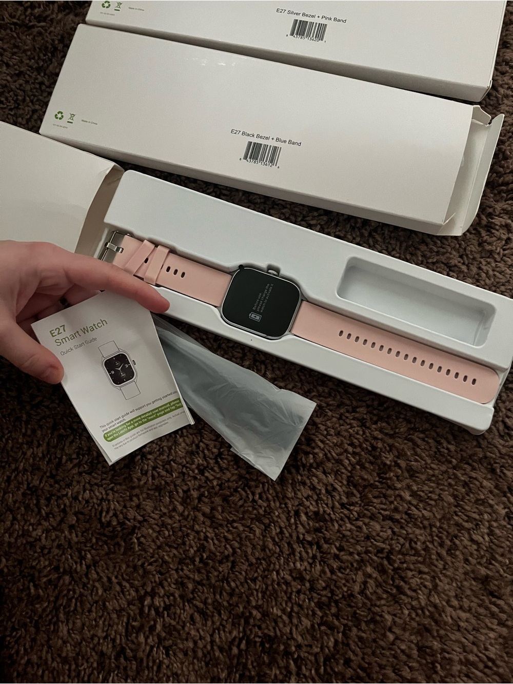 Letsfit Smart Watch E27. 2 pink and 2 blue with chargers and expander
